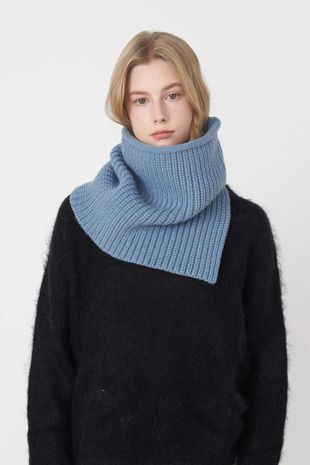 Slit Pullover Knit Scarf - Lookzlike