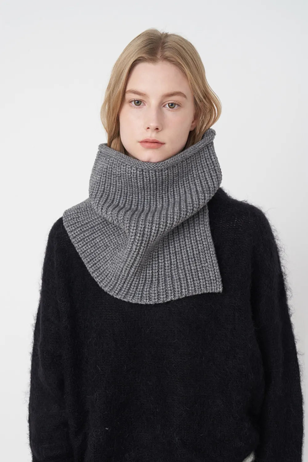Slit Pullover Knit Scarf - Lookzlike
