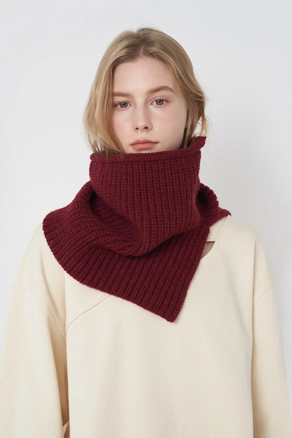 Slit Pullover Knit Scarf - Lookzlike