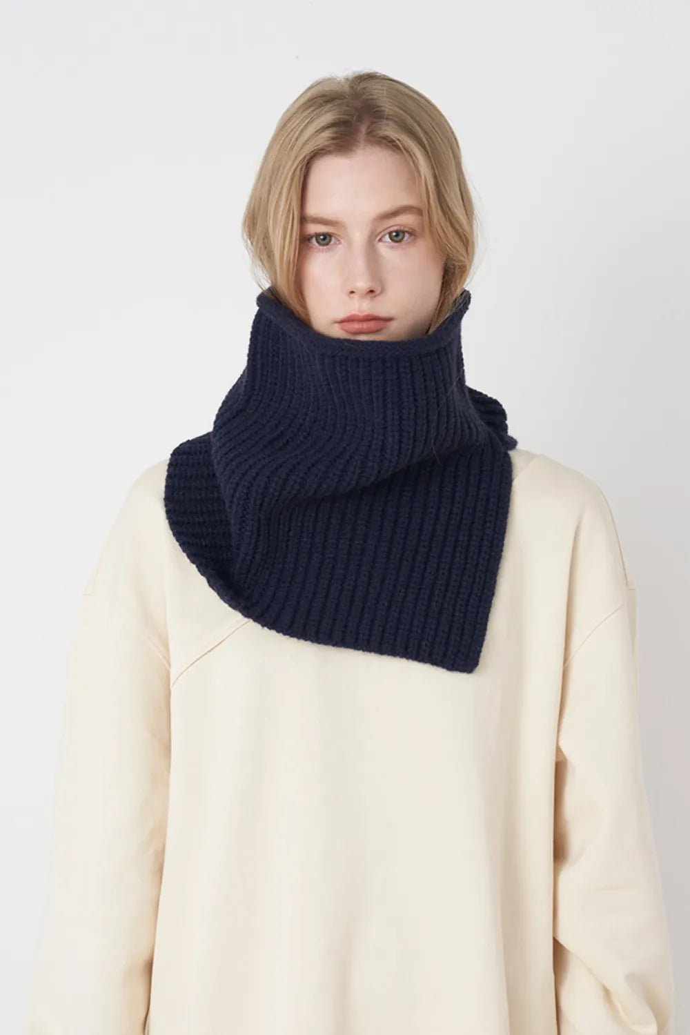 Slit Pullover Knit Scarf - Lookzlike