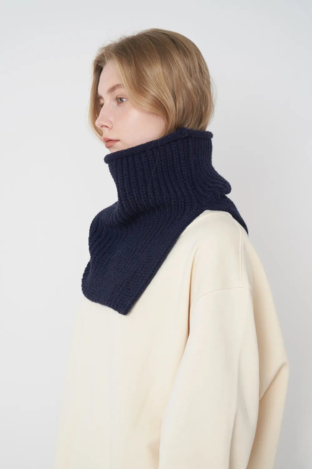 Slit Pullover Knit Scarf - Lookzlike