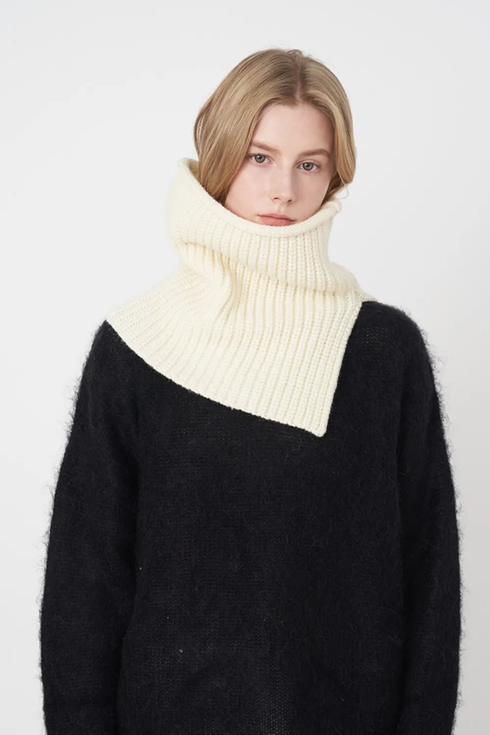 Slit Pullover Knit Scarf - Lookzlike