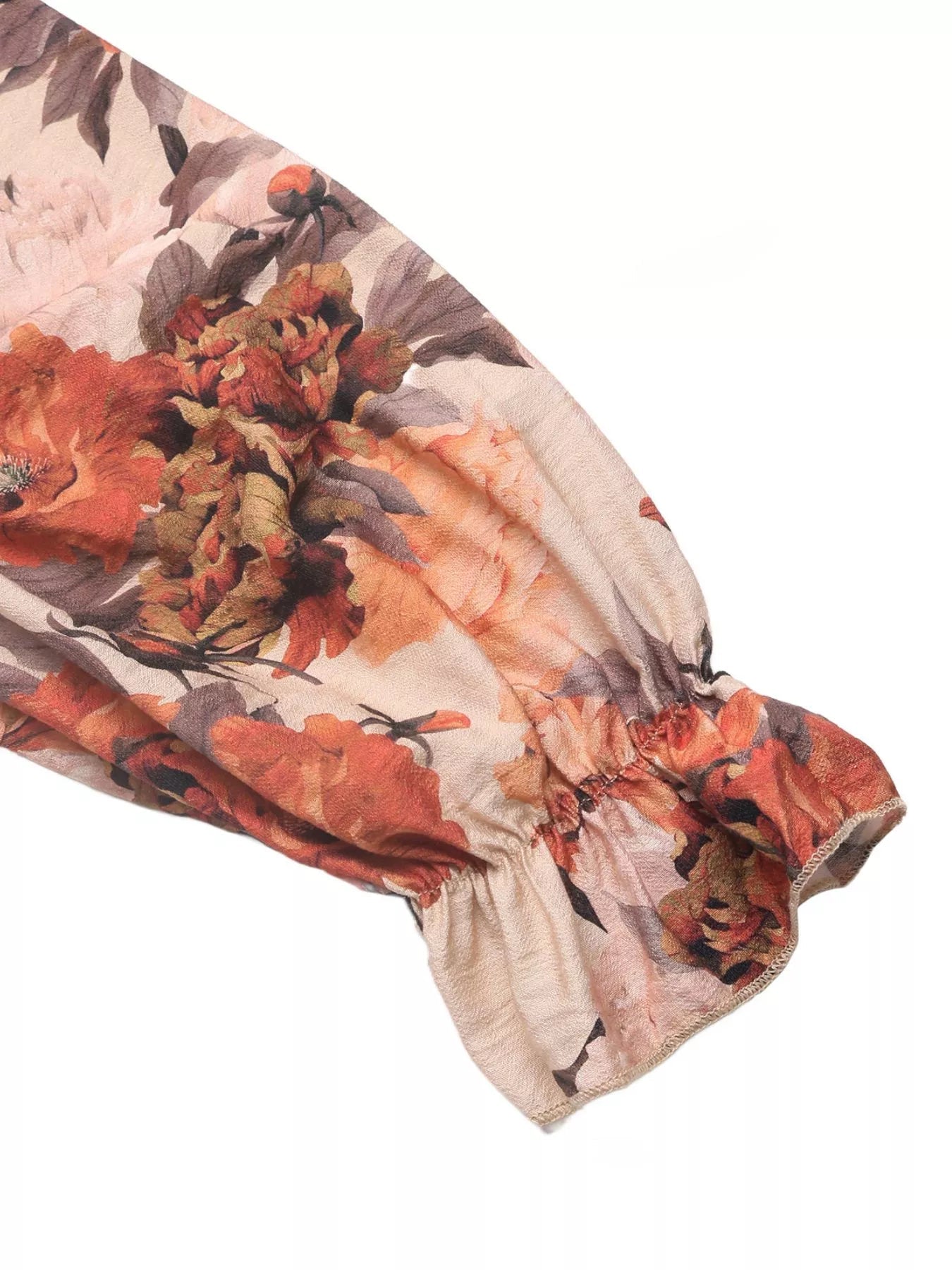 Smocked Floral Print Flounce Sleeve Dress designed for comfort and style at Lookzlike