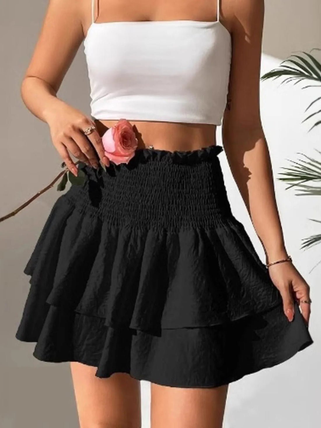 Smocked Layered Mini Skirt - Lookzlike
