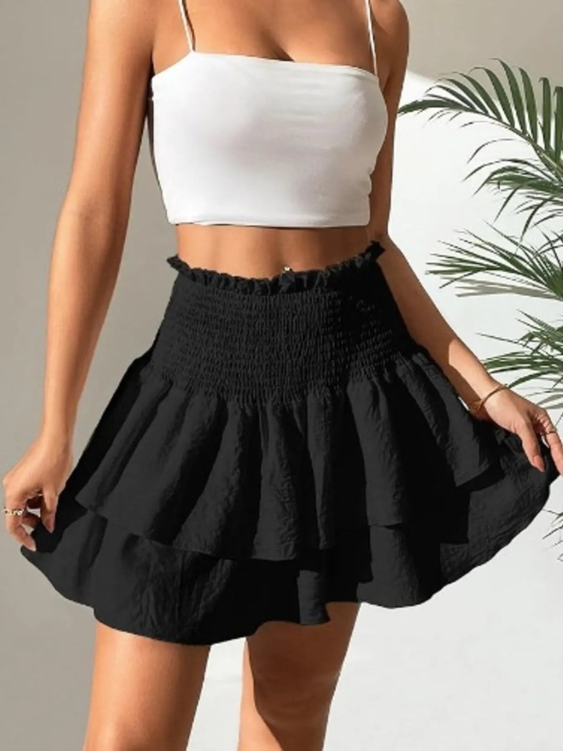 Smocked Layered Mini Skirt - Lookzlike
