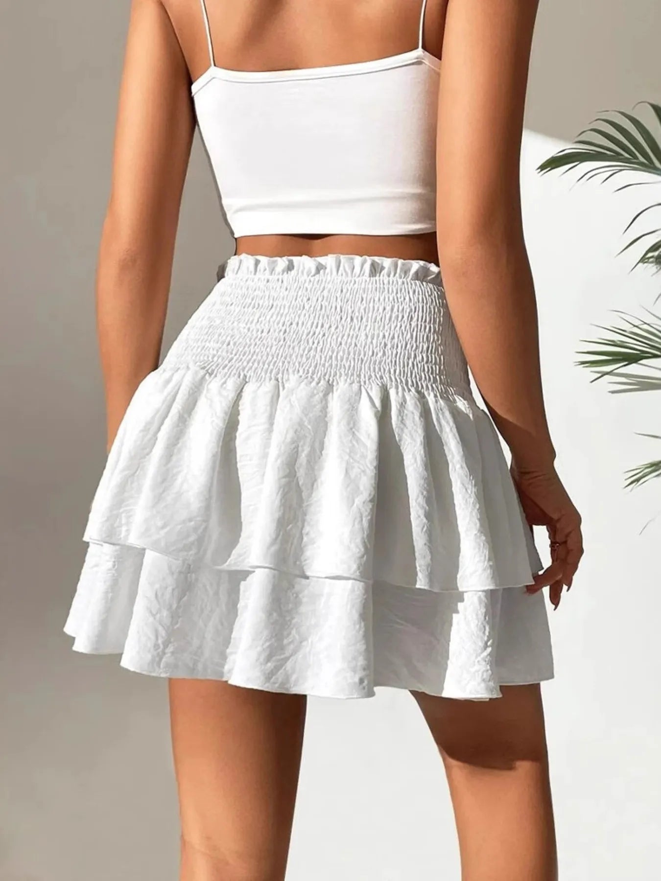 Smocked Layered Mini Skirt - Lookzlike