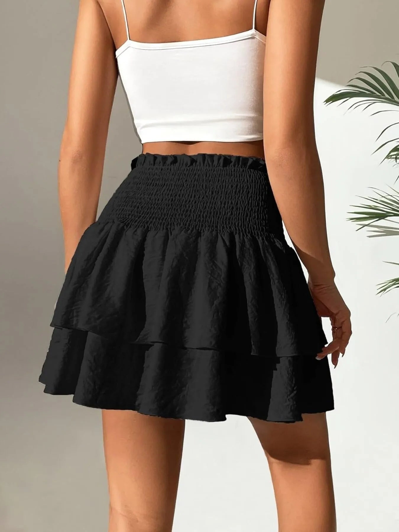 Smocked Layered Mini Skirt - Lookzlike