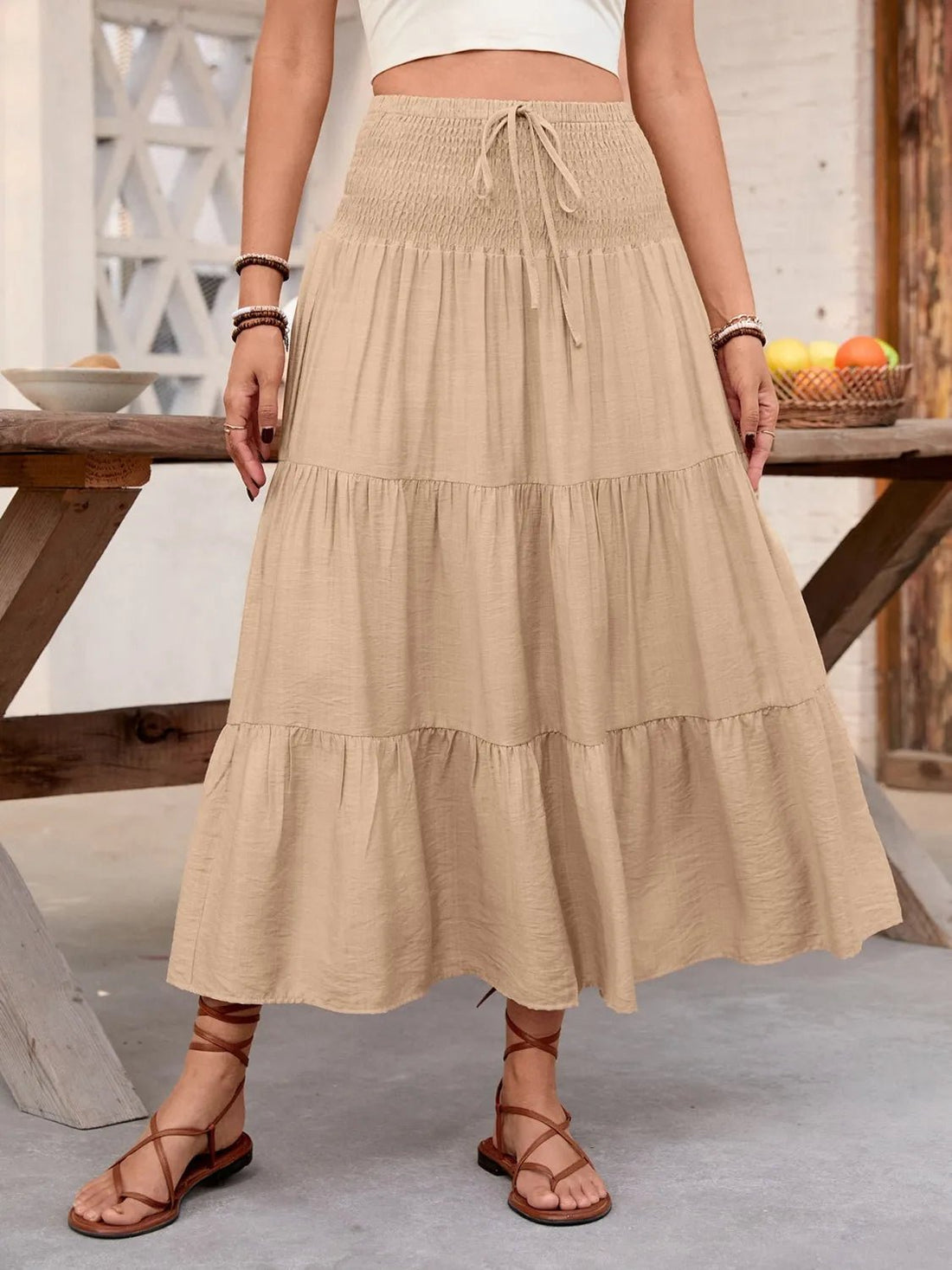 Smocked Tiered Skirt - Lookzlike