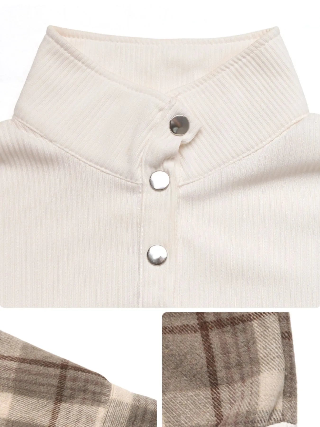 Snap Down Plaid Long Sleeve Sweatshirt designed for comfort and style at Lookzlike