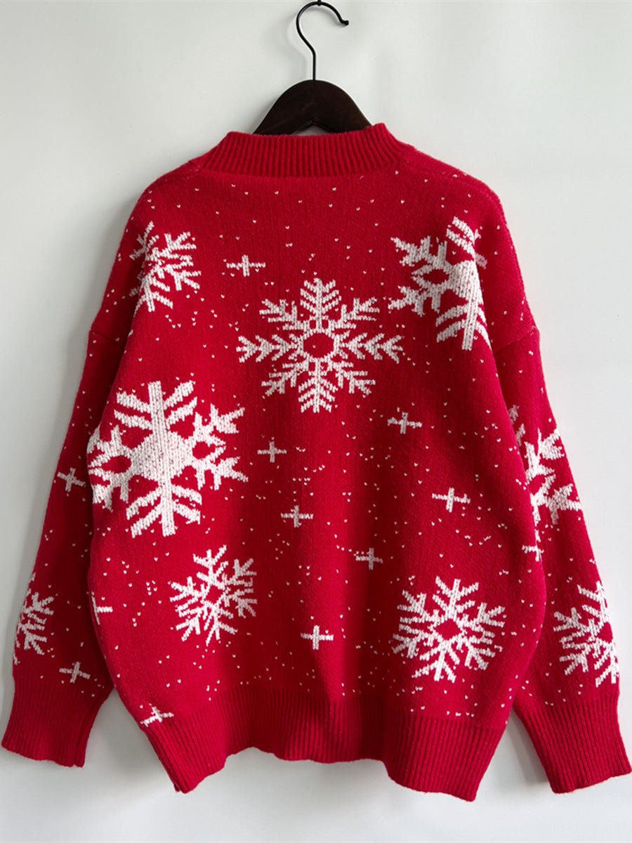 Snowflake Pattern Dropped Shoulder Sweater designed for comfort and style at Lookzlike