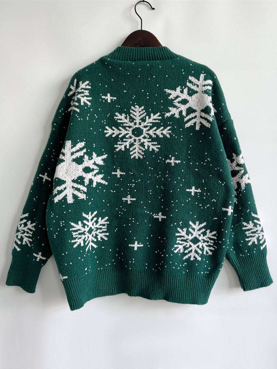 Snowflake Pattern Dropped Shoulder Sweater designed for comfort and style at Lookzlike