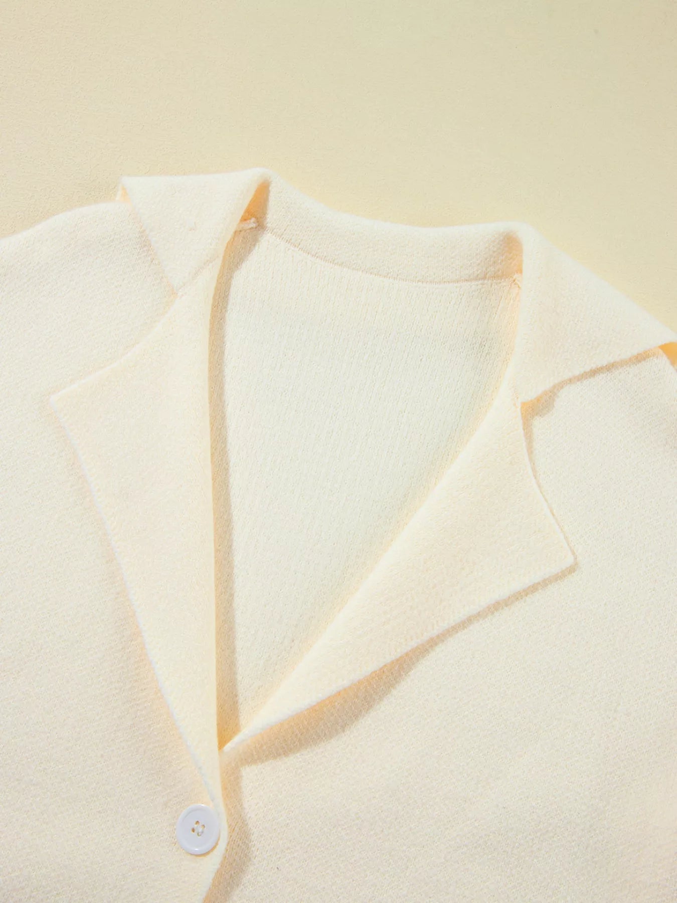 Solid Color Knit Lapel Collar Single Button Sweater Cardigan designed for comfort and style at Lookzlike