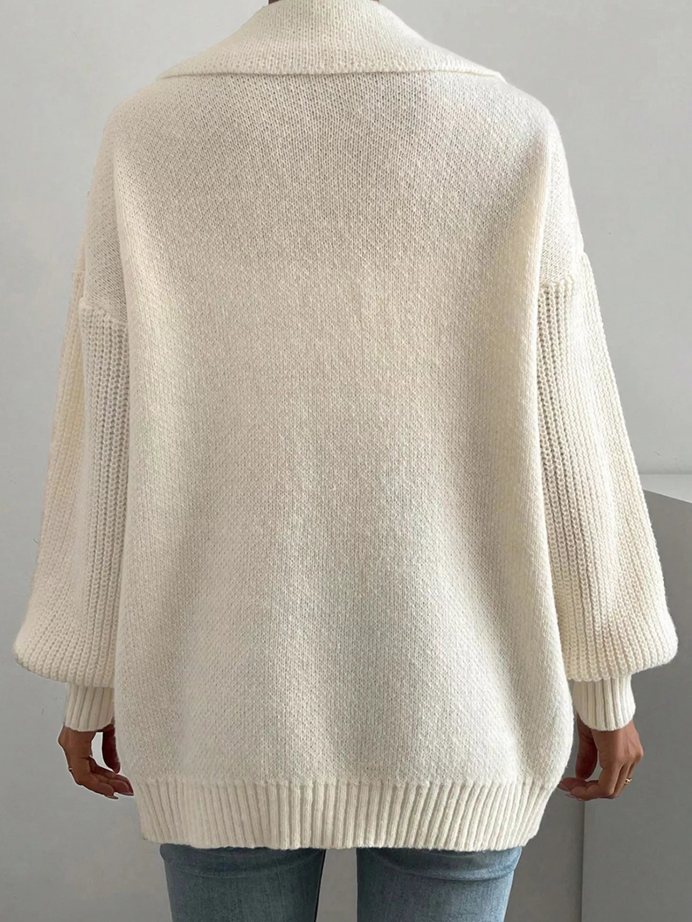 Solid Color Knit Lapel Collar Single Button Sweater Cardigan designed for comfort and style at Lookzlike