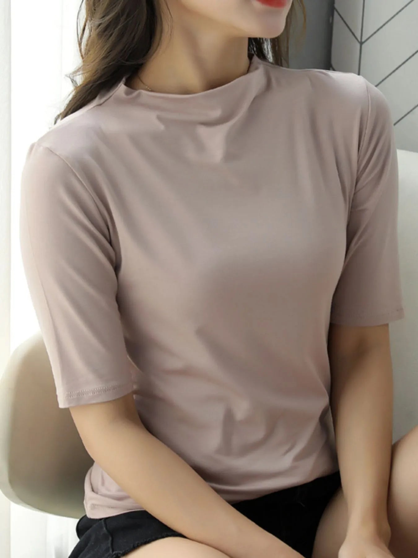 Solid Color Short Sleeve T-Shirt - Lookzlike