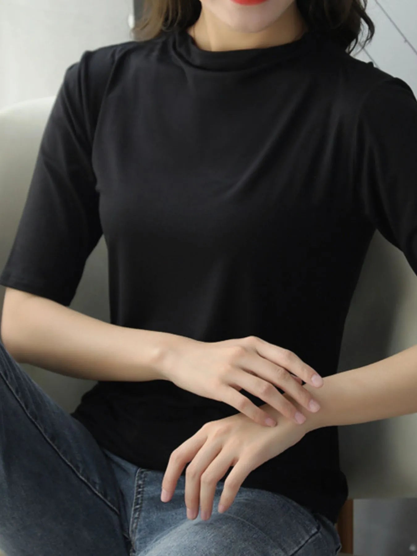 Solid Color Short Sleeve T-Shirt - Lookzlike