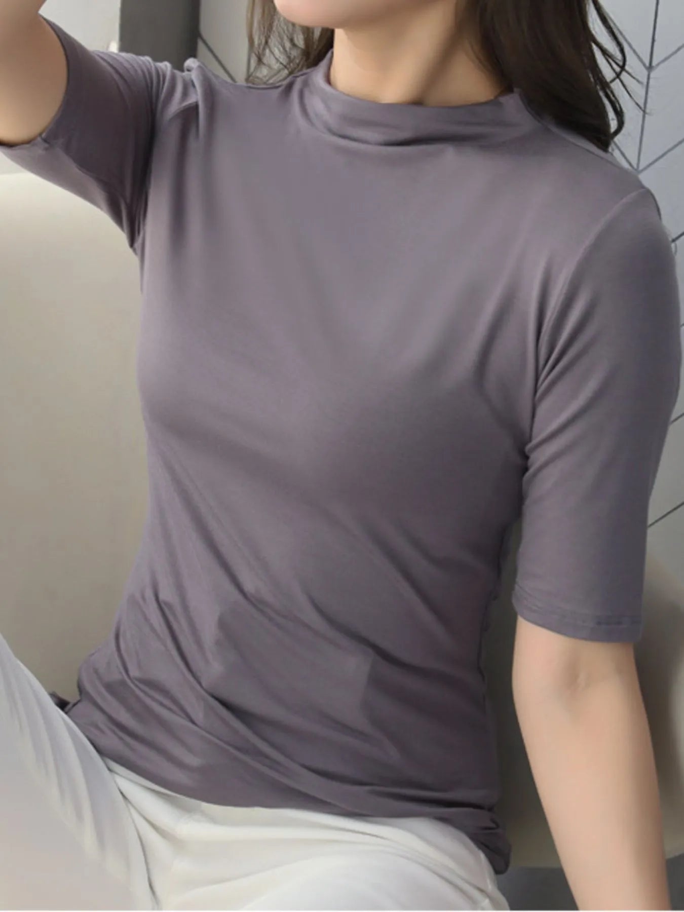 Solid Color Short Sleeve T-Shirt - Lookzlike