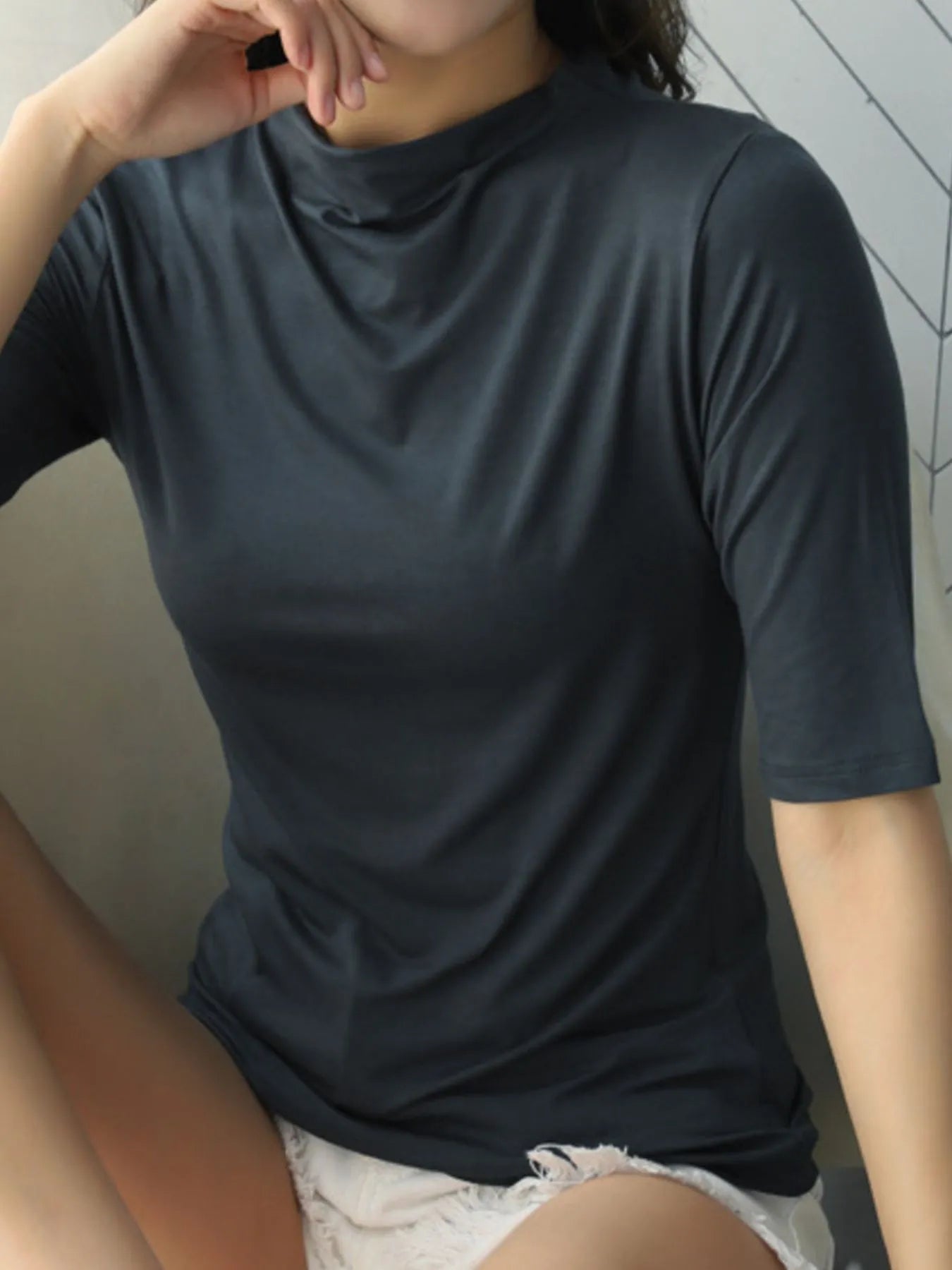 Solid Color Short Sleeve T-Shirt - Lookzlike