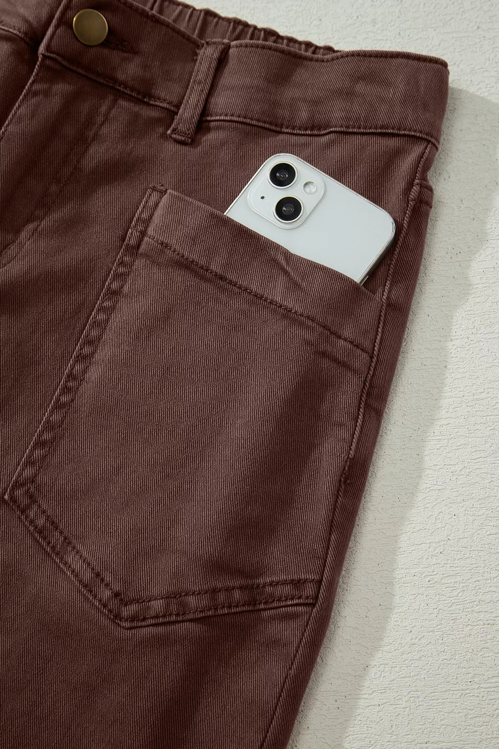 Solid Color Square Patch Pocket Ankle-length Barrel Jeans designed for comfort and style at Lookzlike