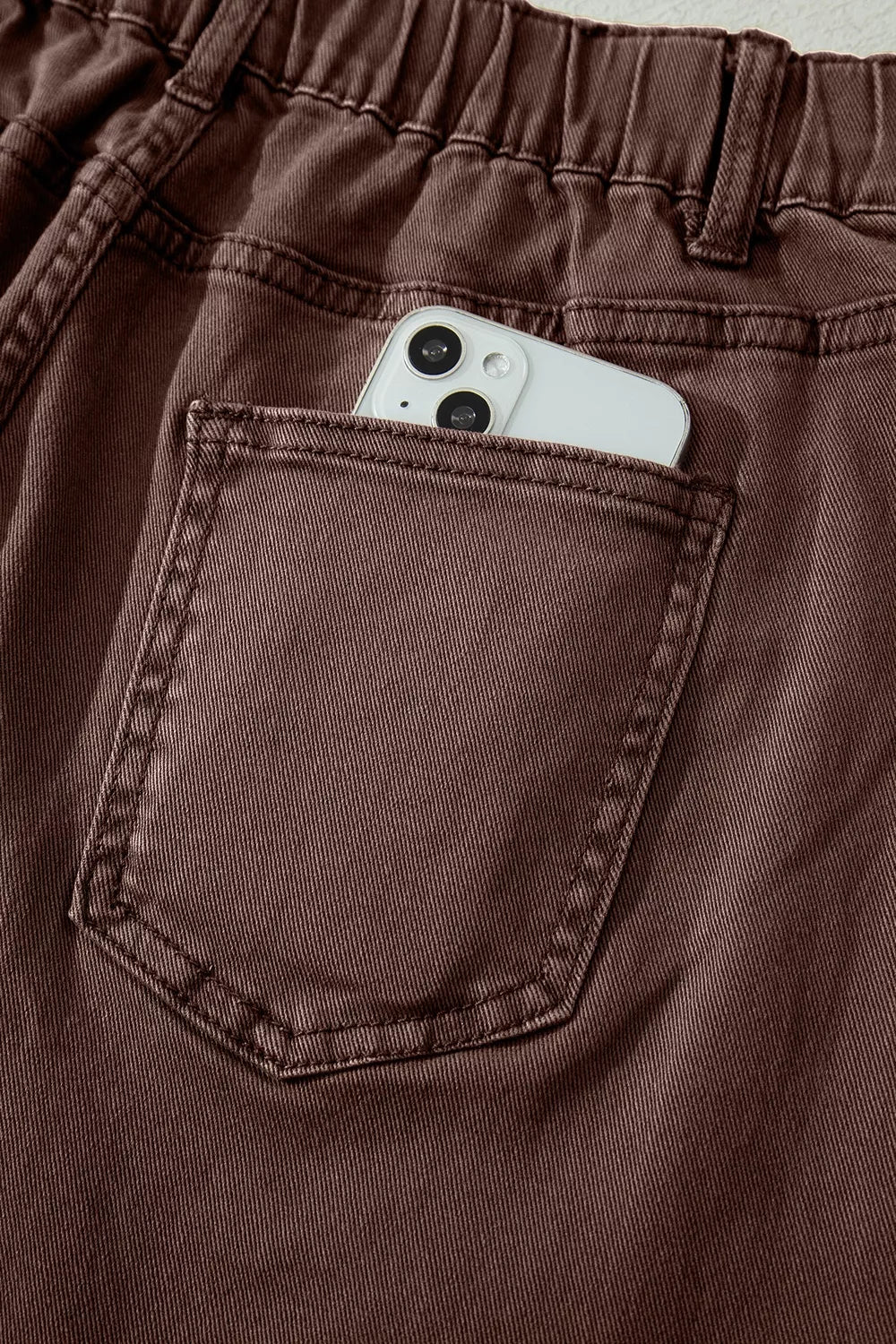 Solid Color Square Patch Pocket Ankle-length Barrel Jeans designed for comfort and style at Lookzlike