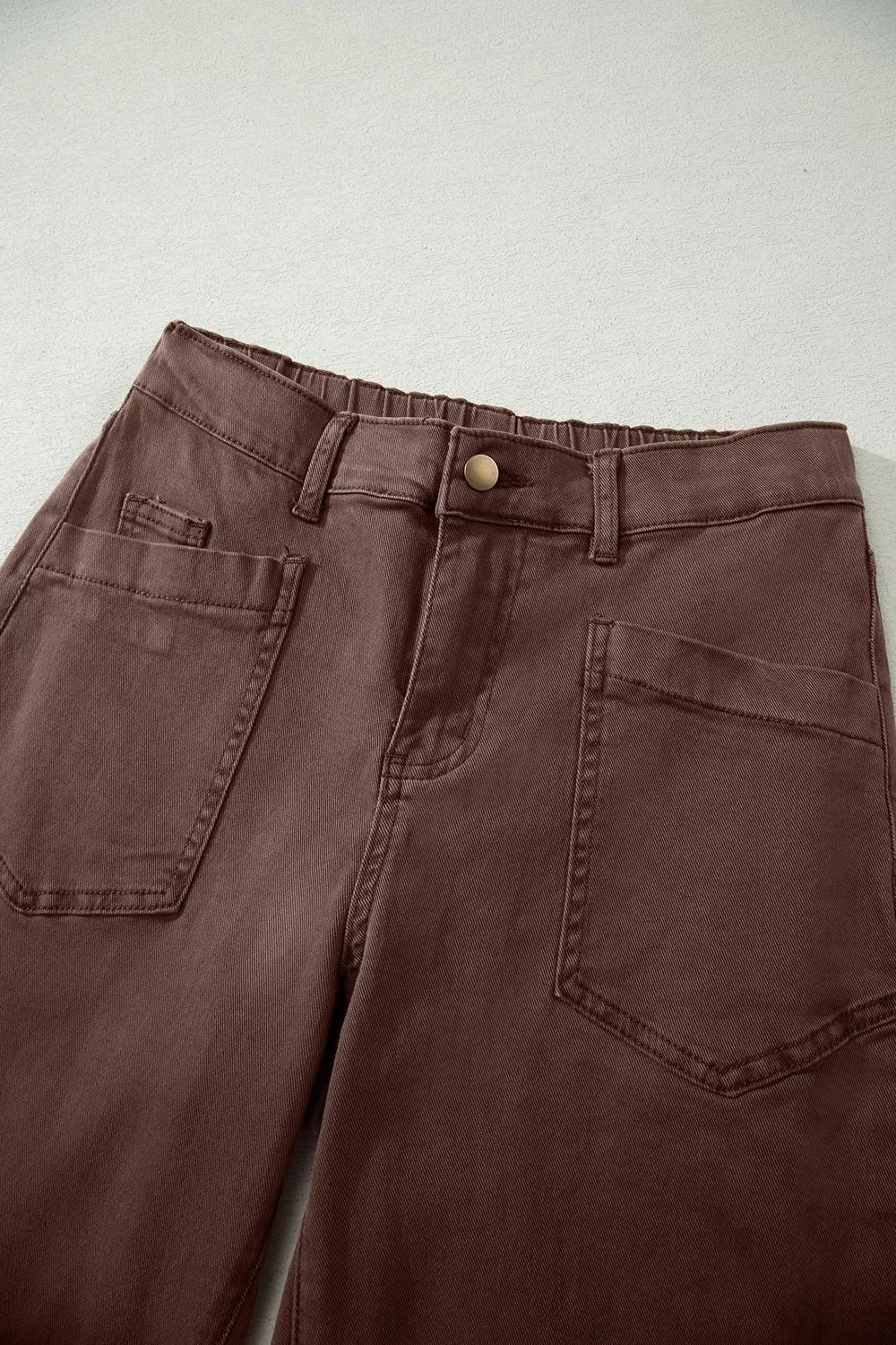 Solid Color Square Patch Pocket Ankle-length Barrel Jeans designed for comfort and style at Lookzlike