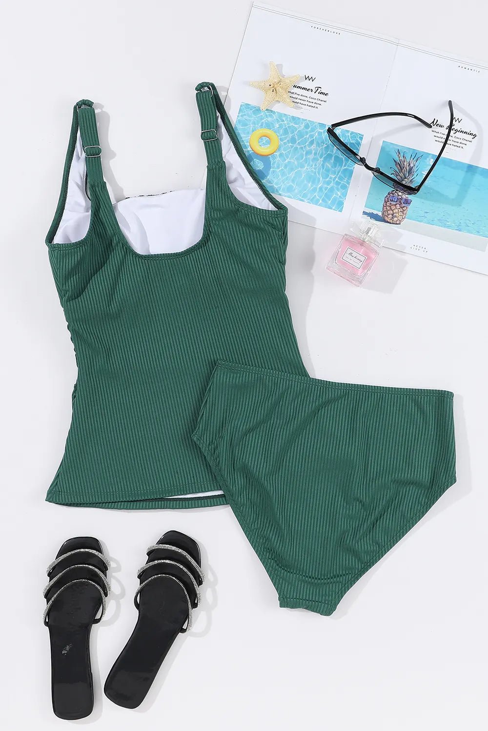 Square Neck Wide Strap Tankini Set designed for comfort and style at Lookzlike