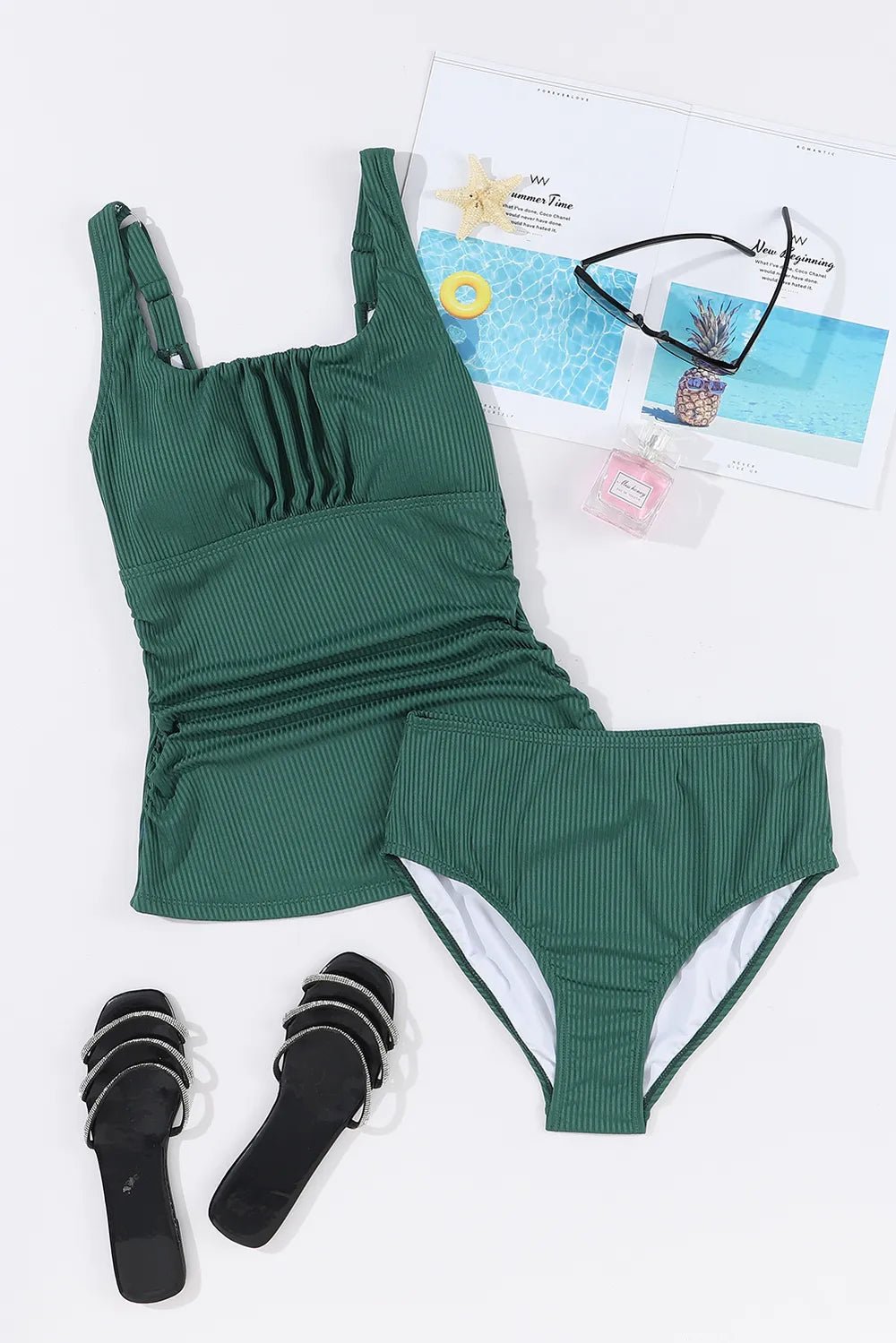 Square Neck Wide Strap Tankini Set designed for comfort and style at Lookzlike