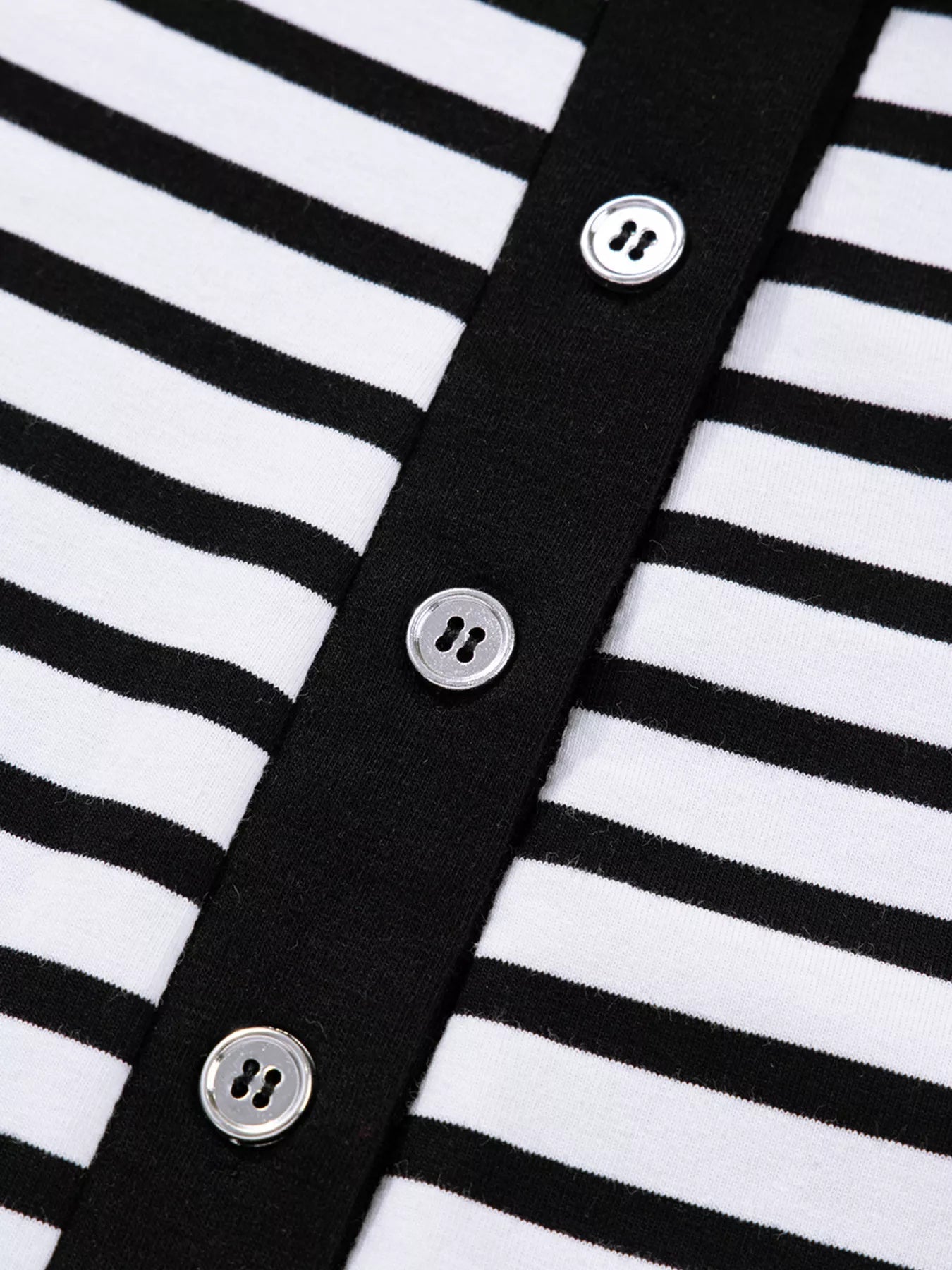 Stripe Buttoned Front Collared Long Sleeve T Shirt Dress with Pockets designed for comfort and style at Lookzlike