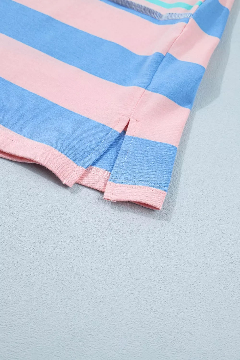 Stripe Exposed Seam Mixed Patchwork Loose Short Set designed for comfort and style at Lookzlike