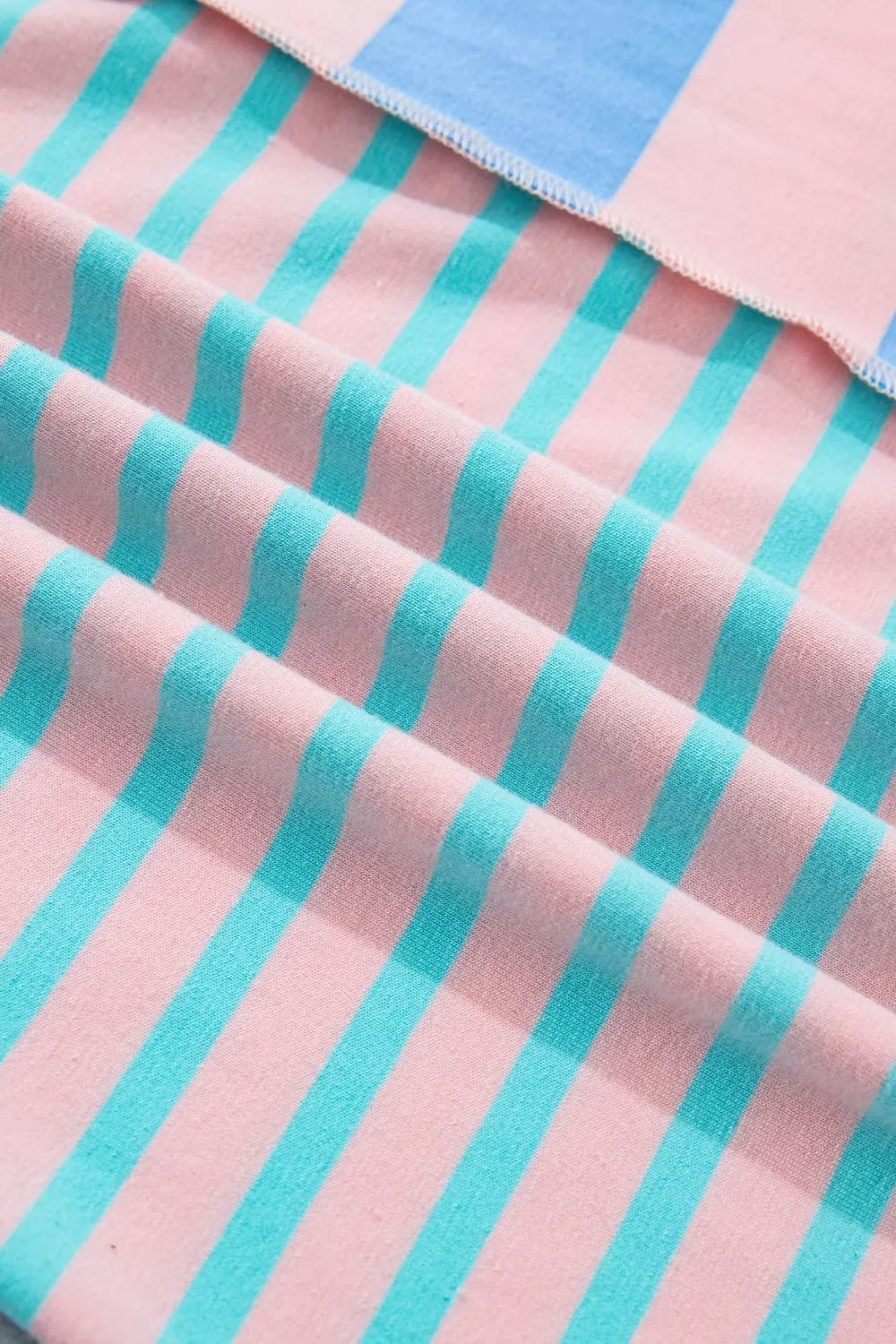 Stripe Exposed Seam Mixed Patchwork Loose Short Set designed for comfort and style at Lookzlike