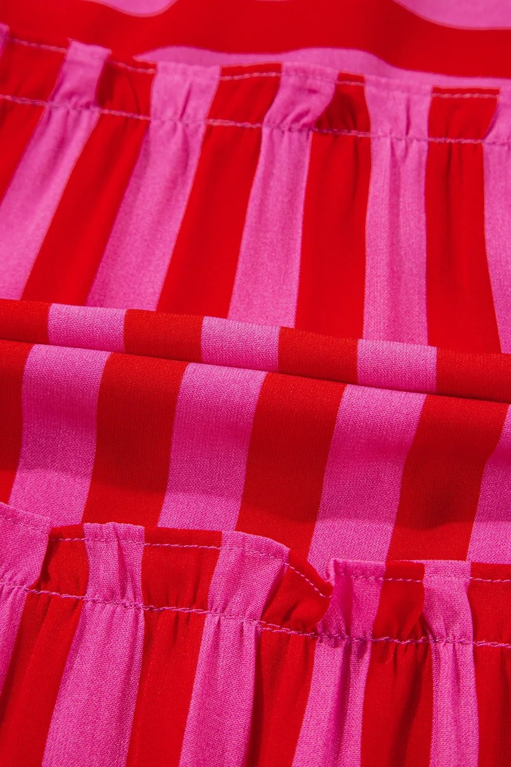 Stripe Flutter Sleeve Smocked Bodice Tiered Maxi Dress - Lookzlike
