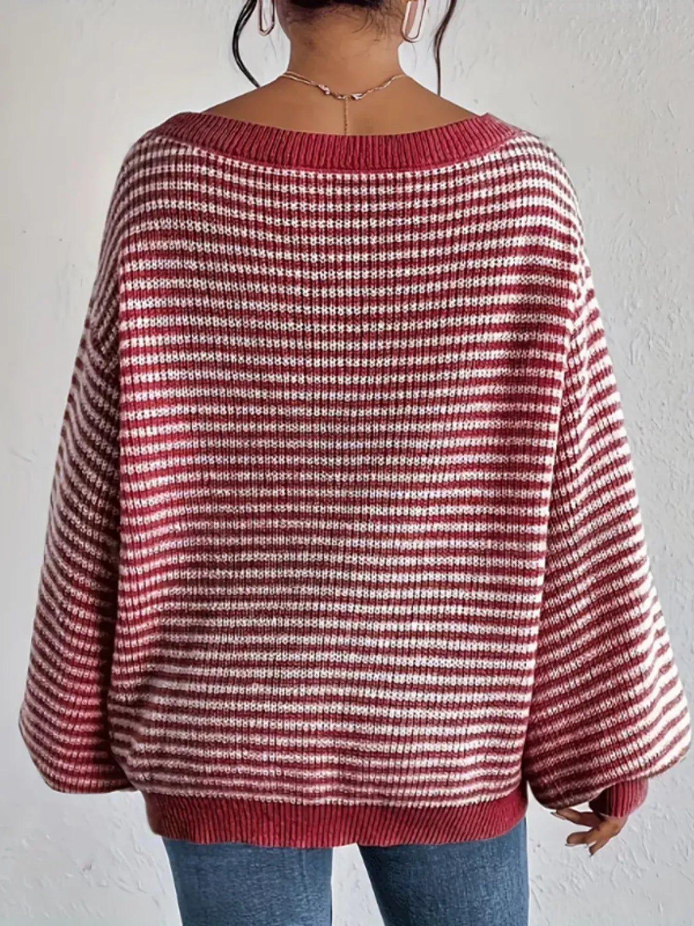 Striped Boat Neck Long Sleeve Sweater designed for comfort and style at Lookzlike