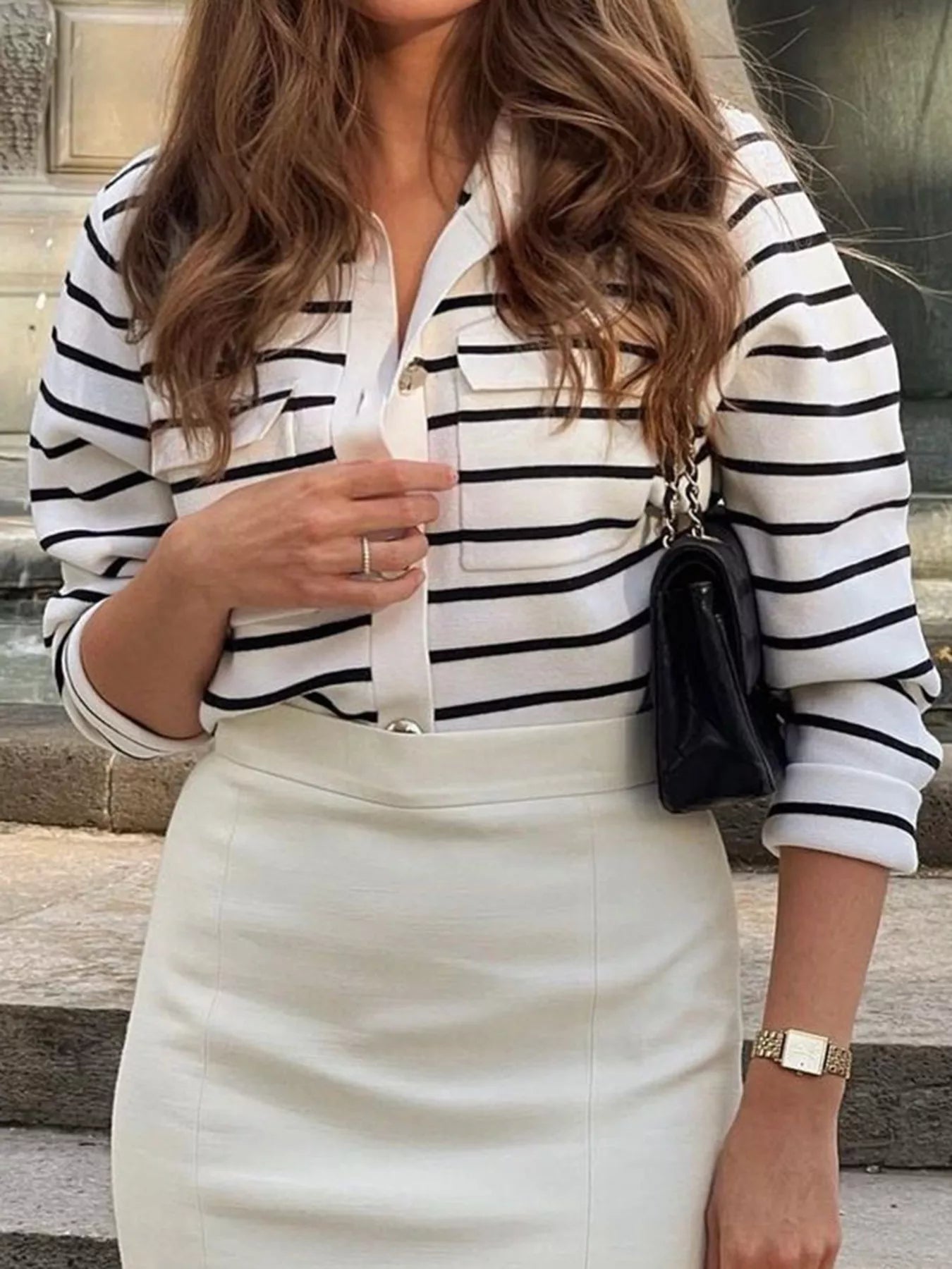 Striped Button - Down Knit Cardigan designed for comfort and style at Lookzlike