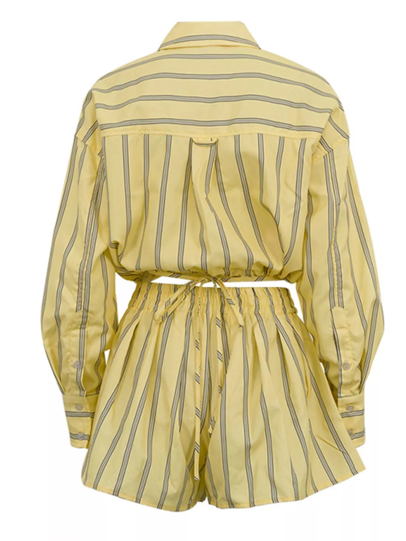 Striped Button Up Shirt and Shorts Set designed for comfort and style at Lookzlike