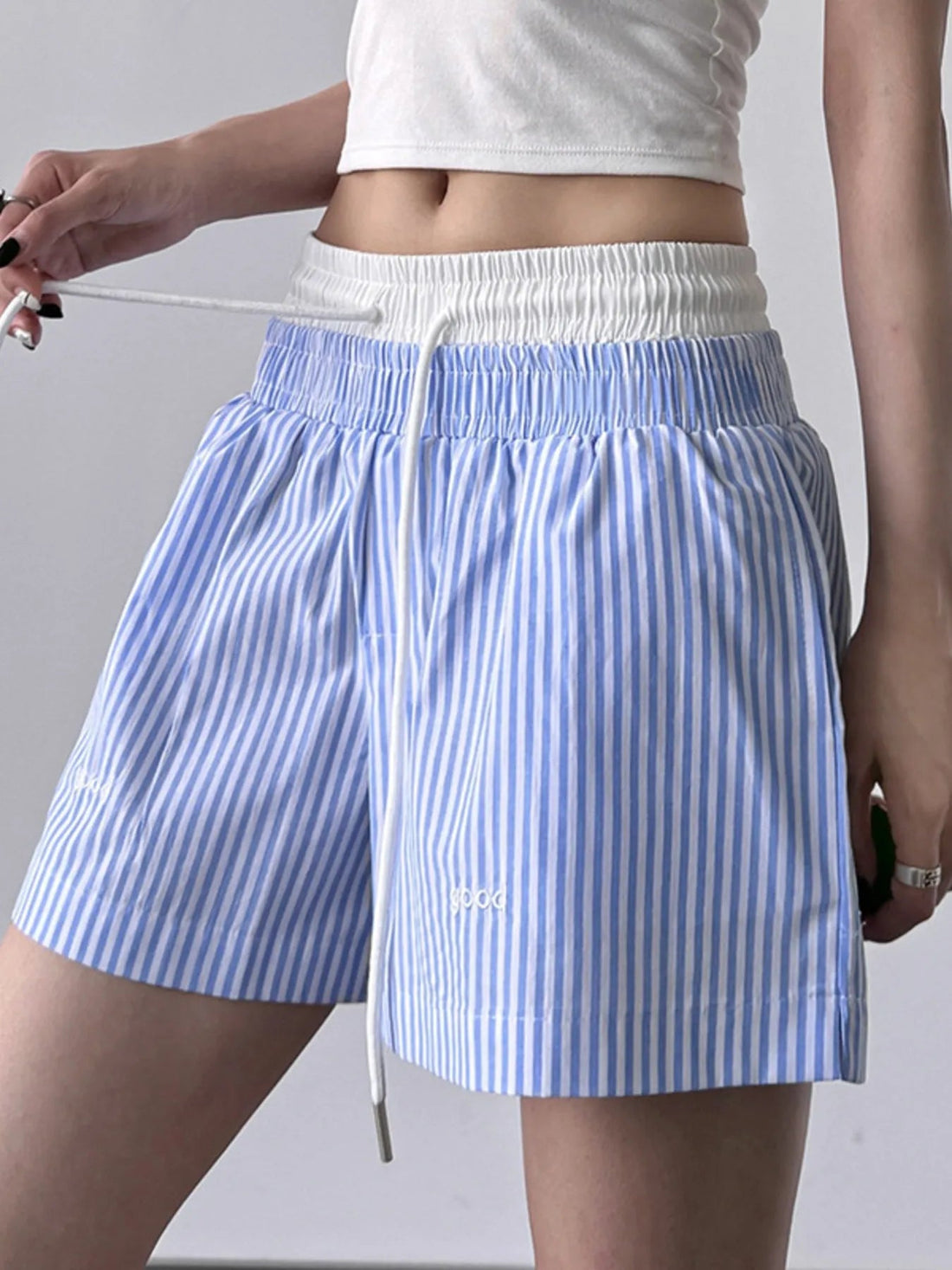 Striped Drawstring Waist Casual Shorts - Lookzlike