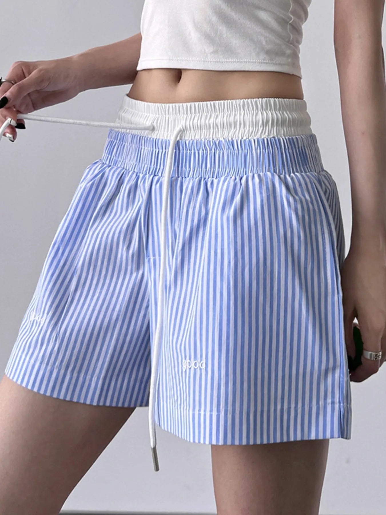 Striped Drawstring Waist Casual Shorts - Lookzlike