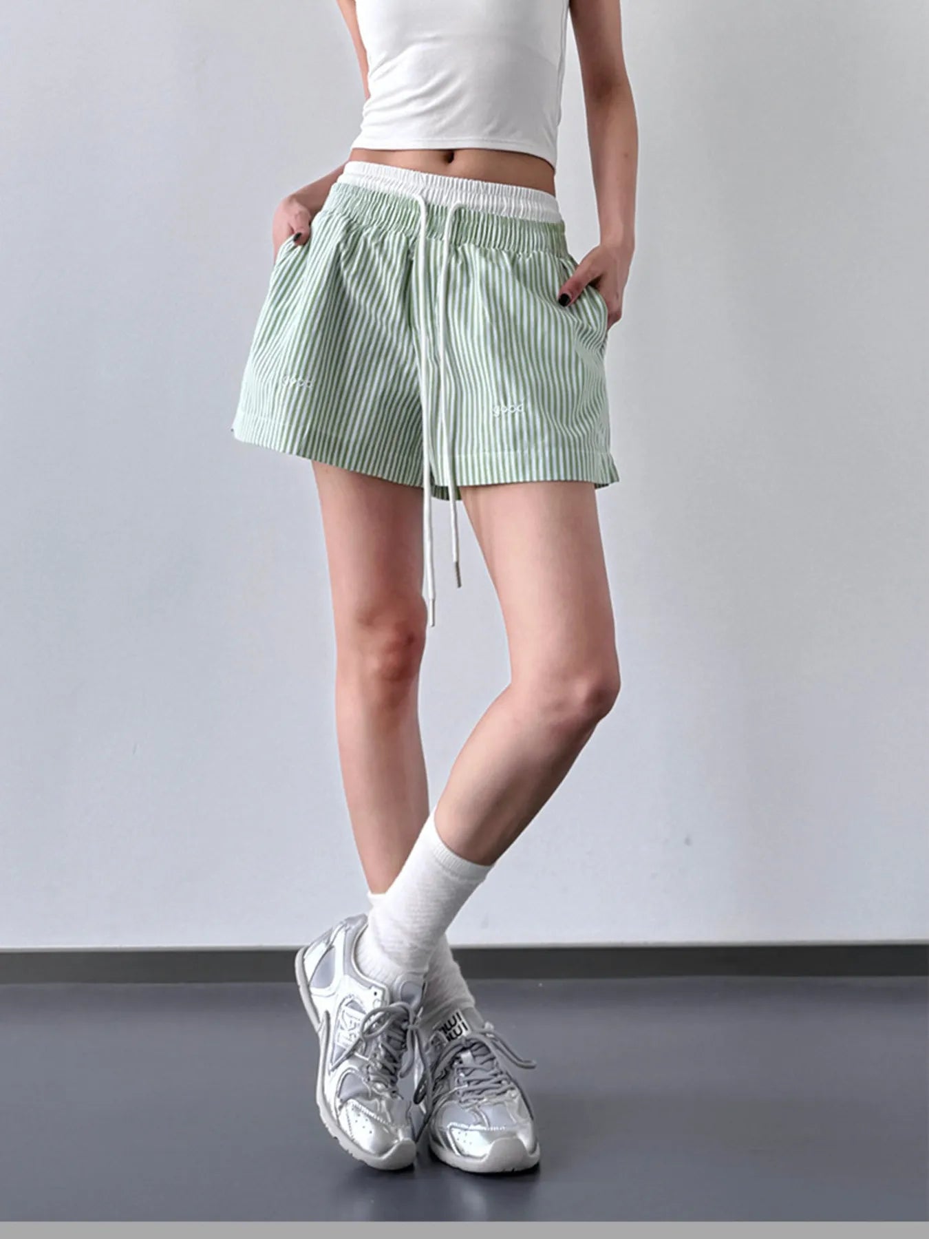 Striped Drawstring Waist Casual Shorts - Lookzlike
