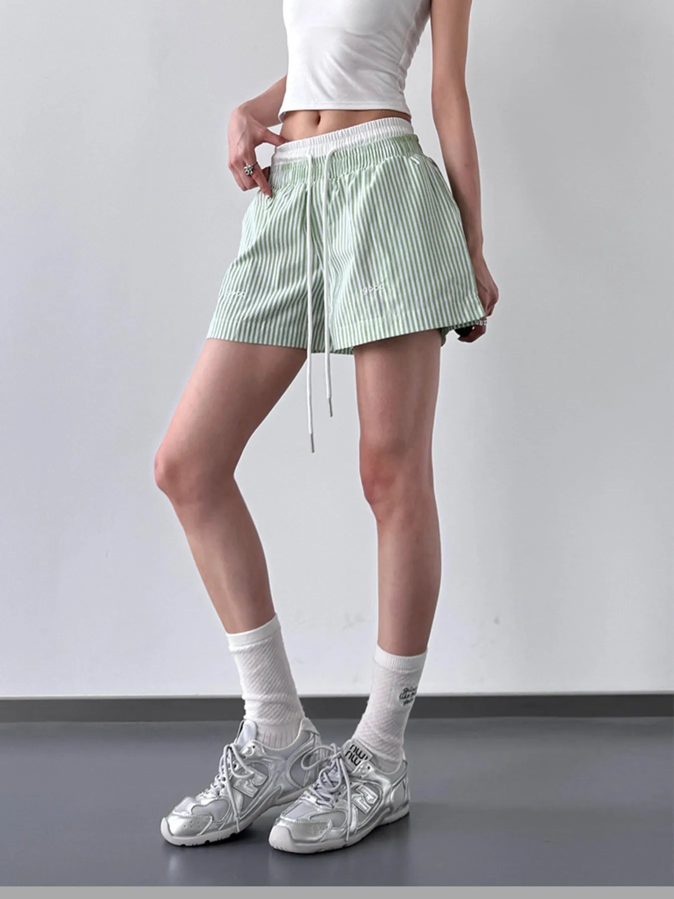 Striped Drawstring Waist Casual Shorts - Lookzlike