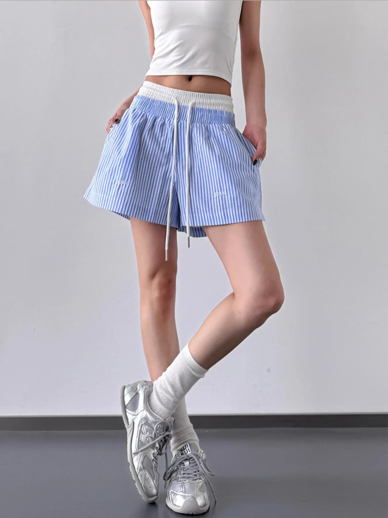 Striped Drawstring Waist Casual Shorts - Lookzlike