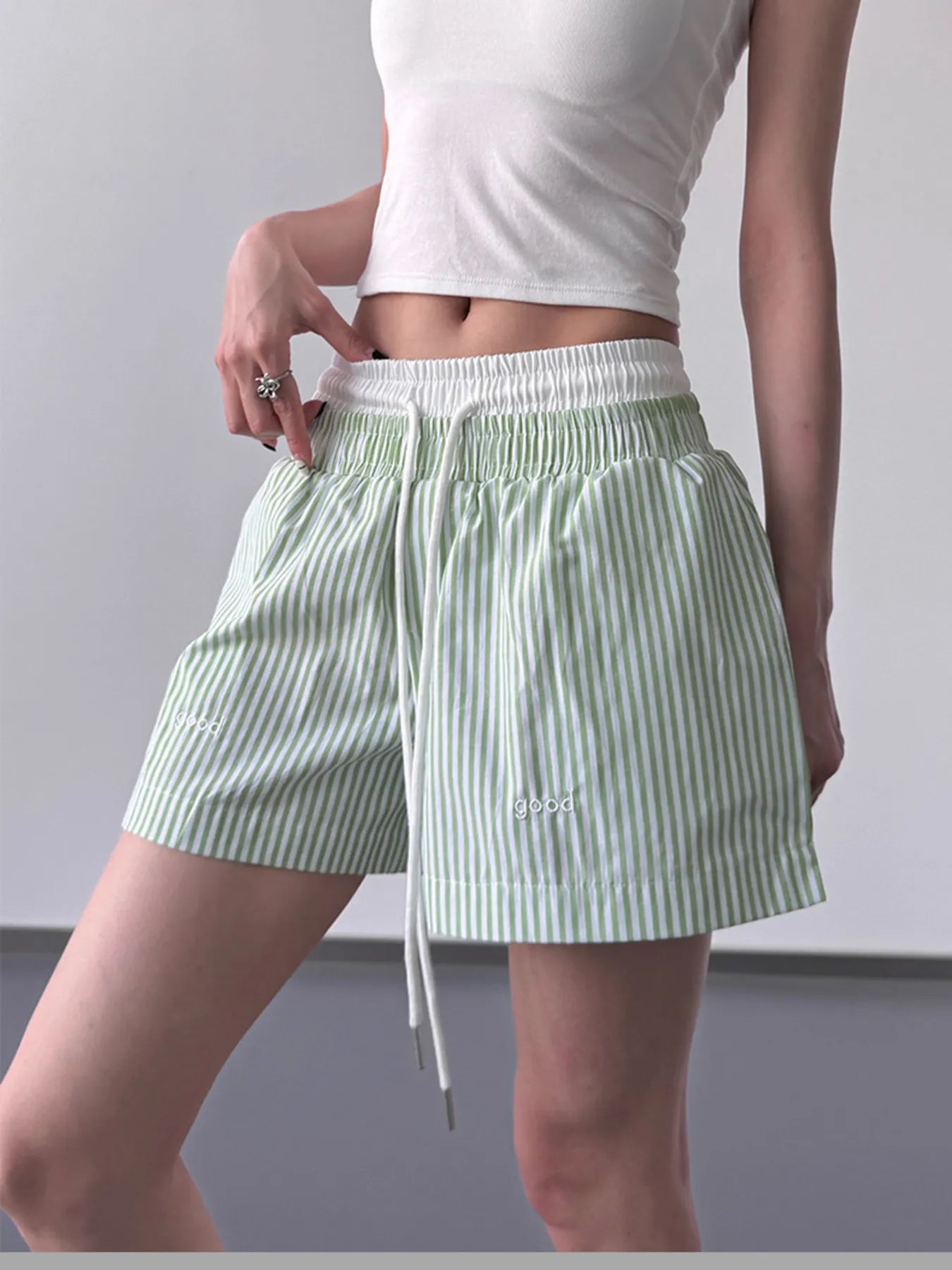 Striped Drawstring Waist Casual Shorts - Lookzlike