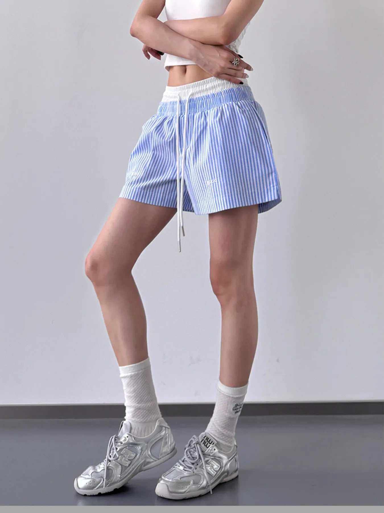 Striped Drawstring Waist Casual Shorts - Lookzlike