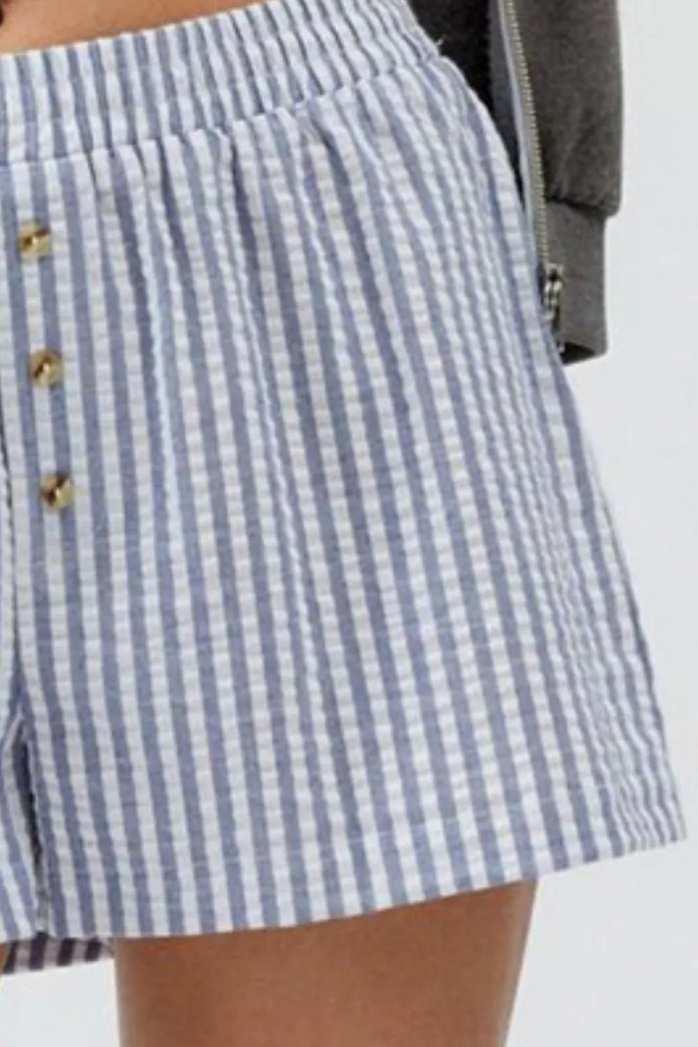Striped Elastic Waist Shorts - Lookzlike