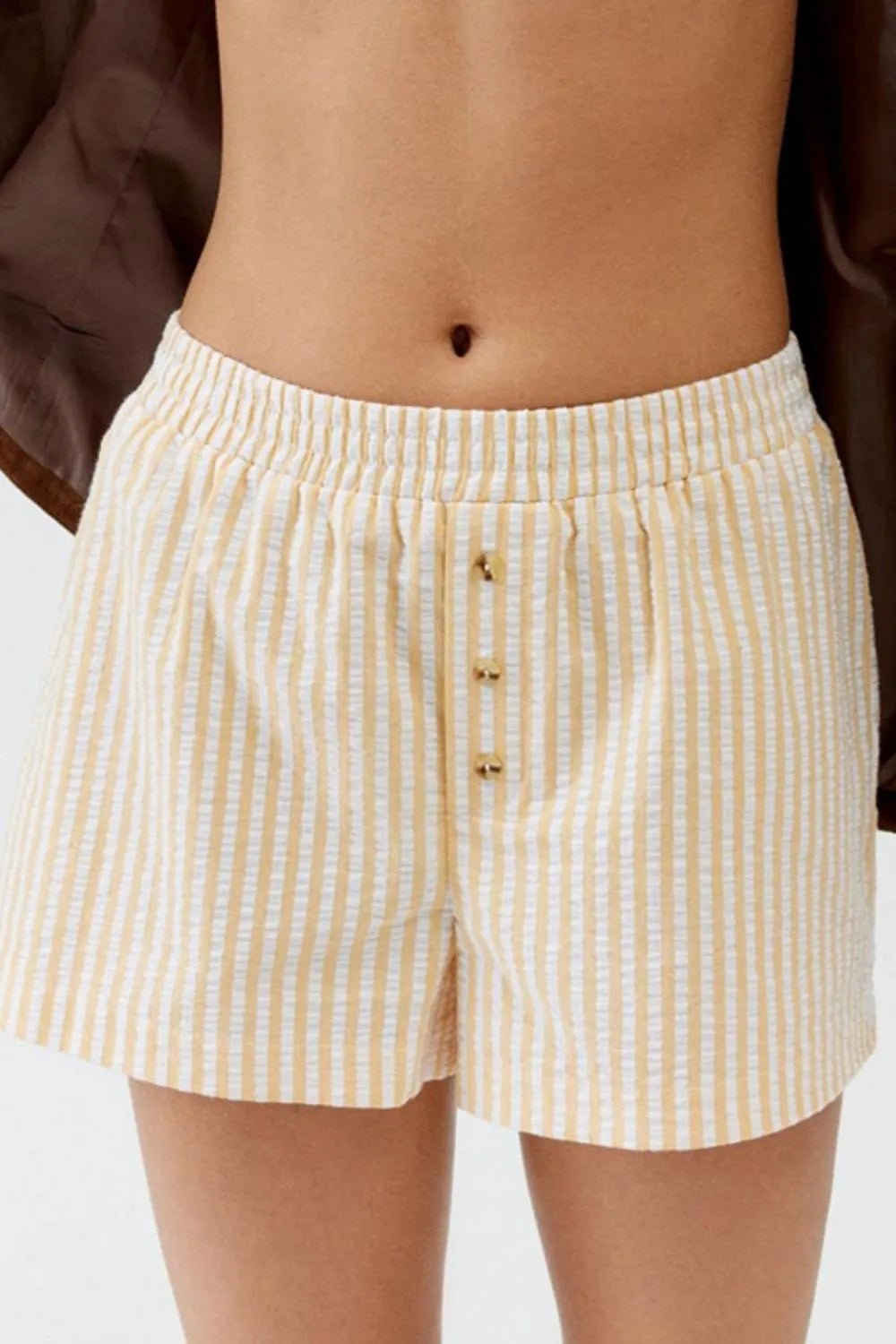 Striped Elastic Waist Shorts - Lookzlike