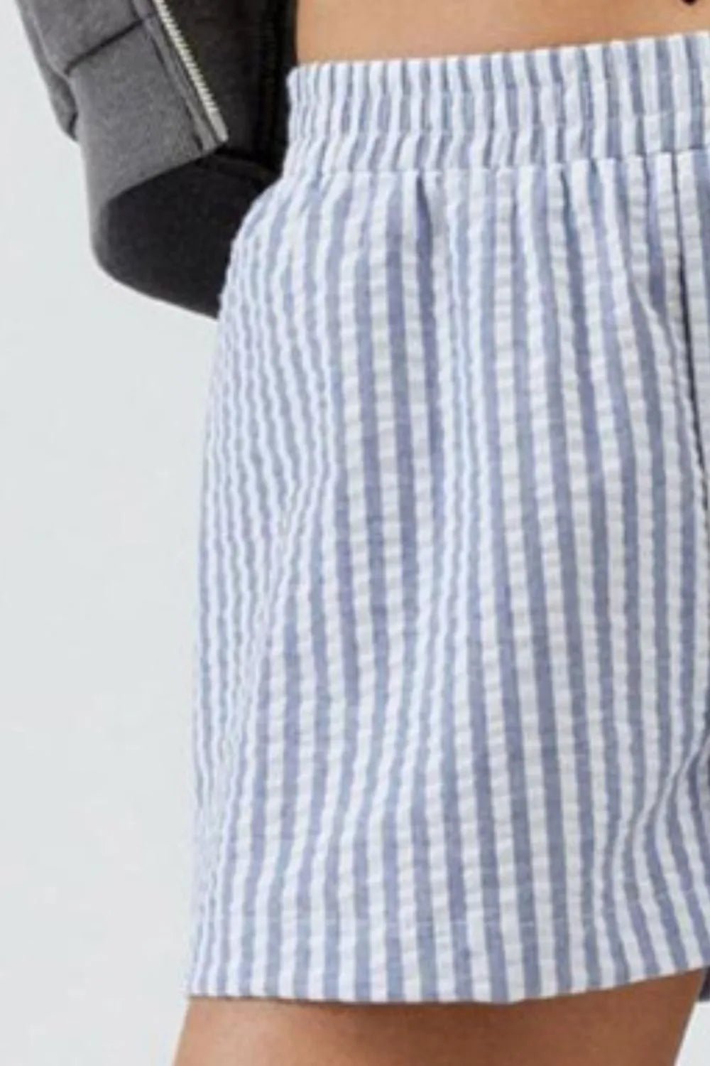 Striped Elastic Waist Shorts - Lookzlike