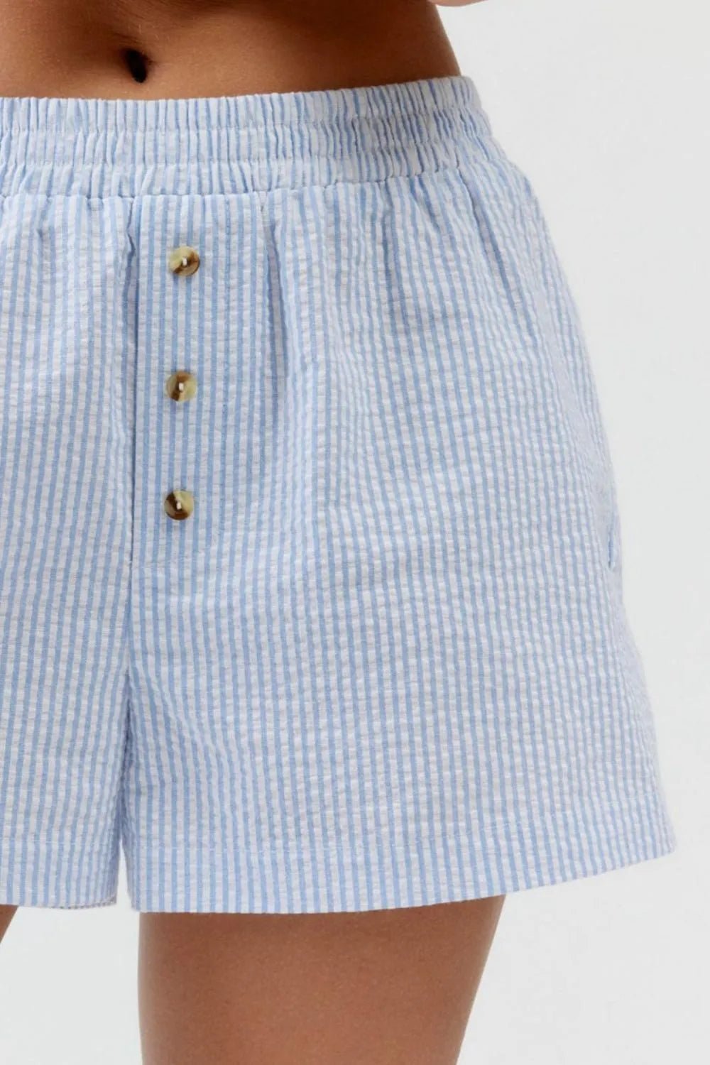 Striped Elastic Waist Shorts - Lookzlike