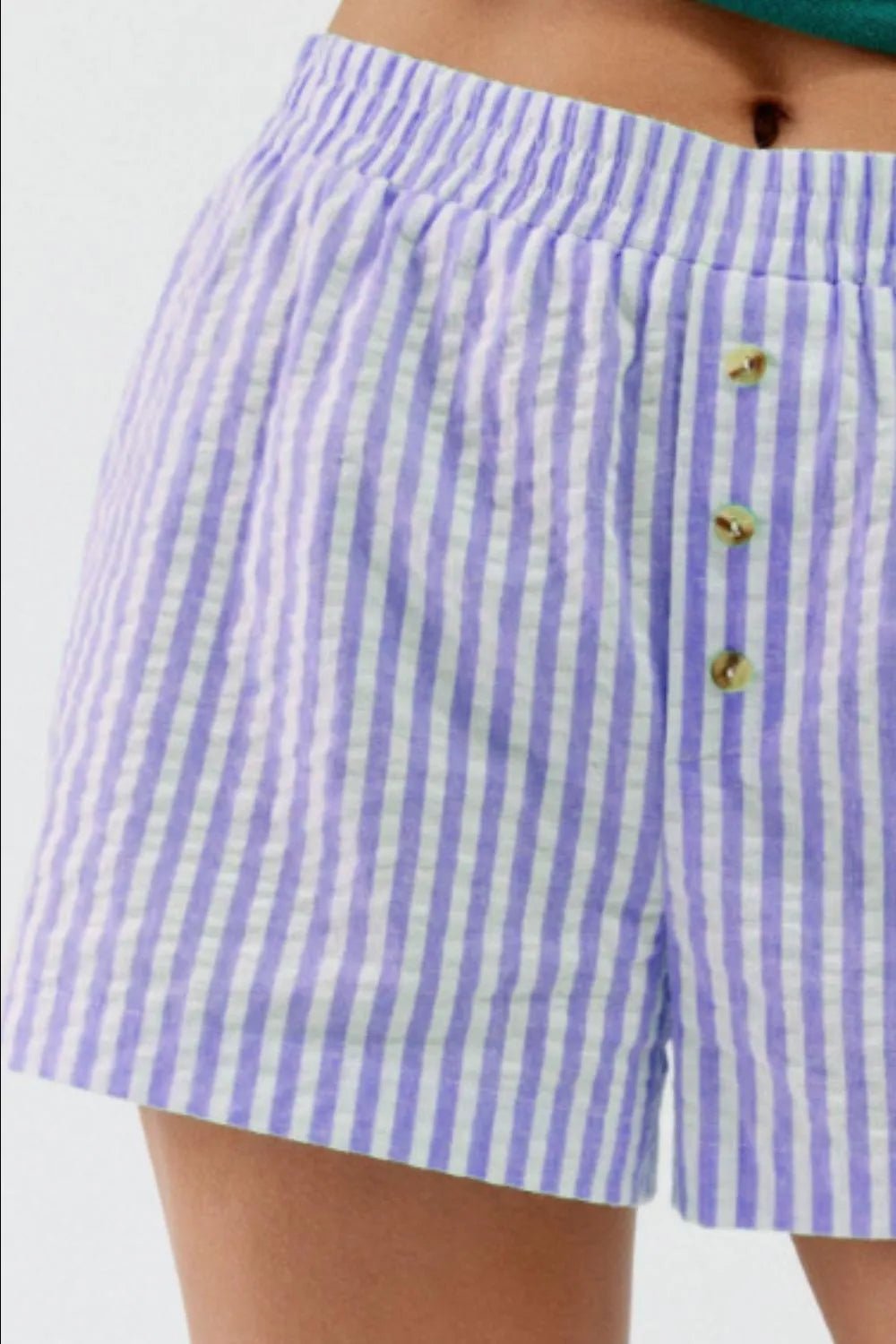 Striped Elastic Waist Shorts - Lookzlike