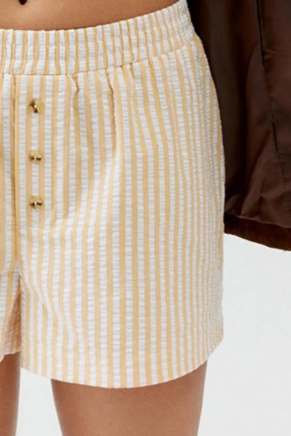 Striped Elastic Waist Shorts - Lookzlike