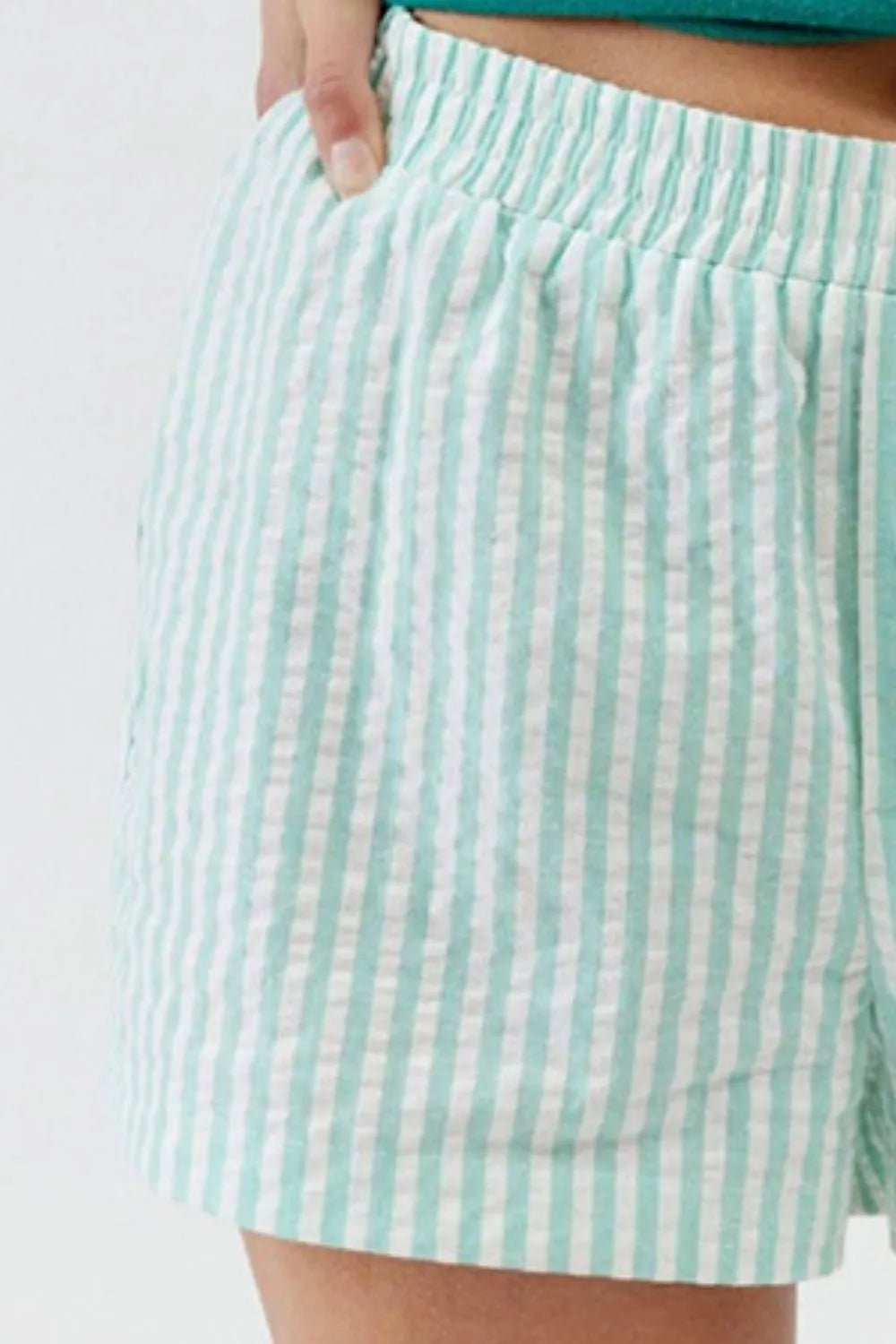 Striped Elastic Waist Shorts - Lookzlike