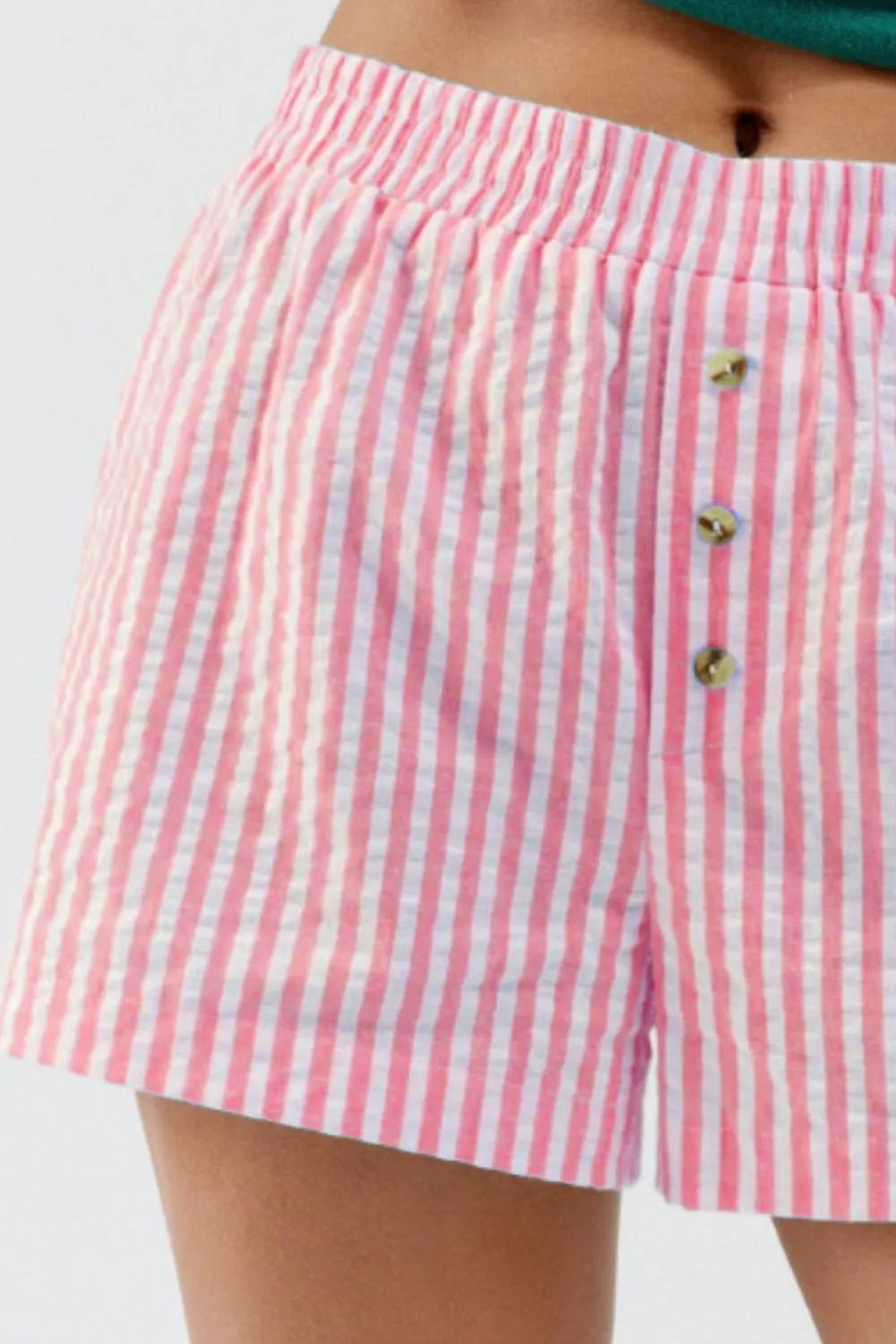 Striped Elastic Waist Shorts - Lookzlike