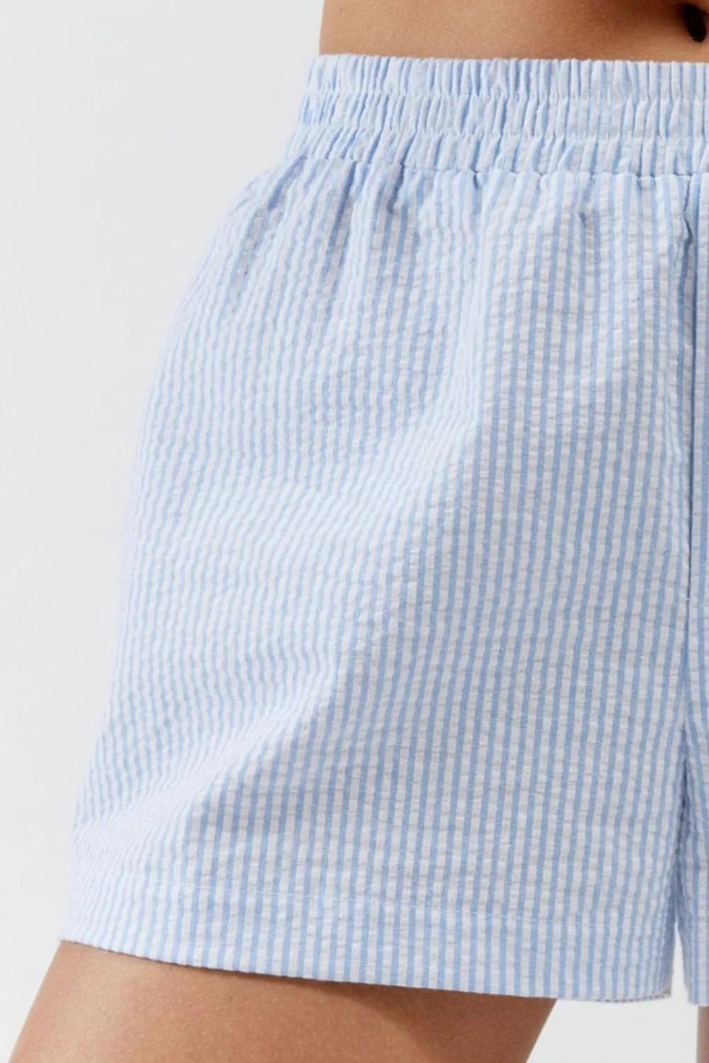 Striped Elastic Waist Shorts - Lookzlike