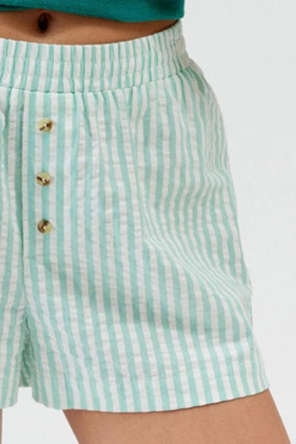 Striped Elastic Waist Shorts - Lookzlike